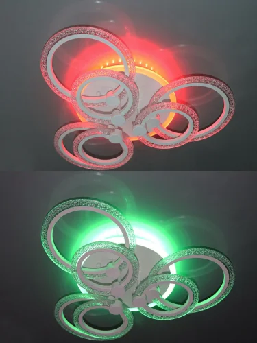 Люстра потолочная с пультом HIGH-TECH LED LAMPS 82013 Natali Kovaltseva белая на 1 лампу, основание белое в стиле хай-тек с пультом кольца фото 9